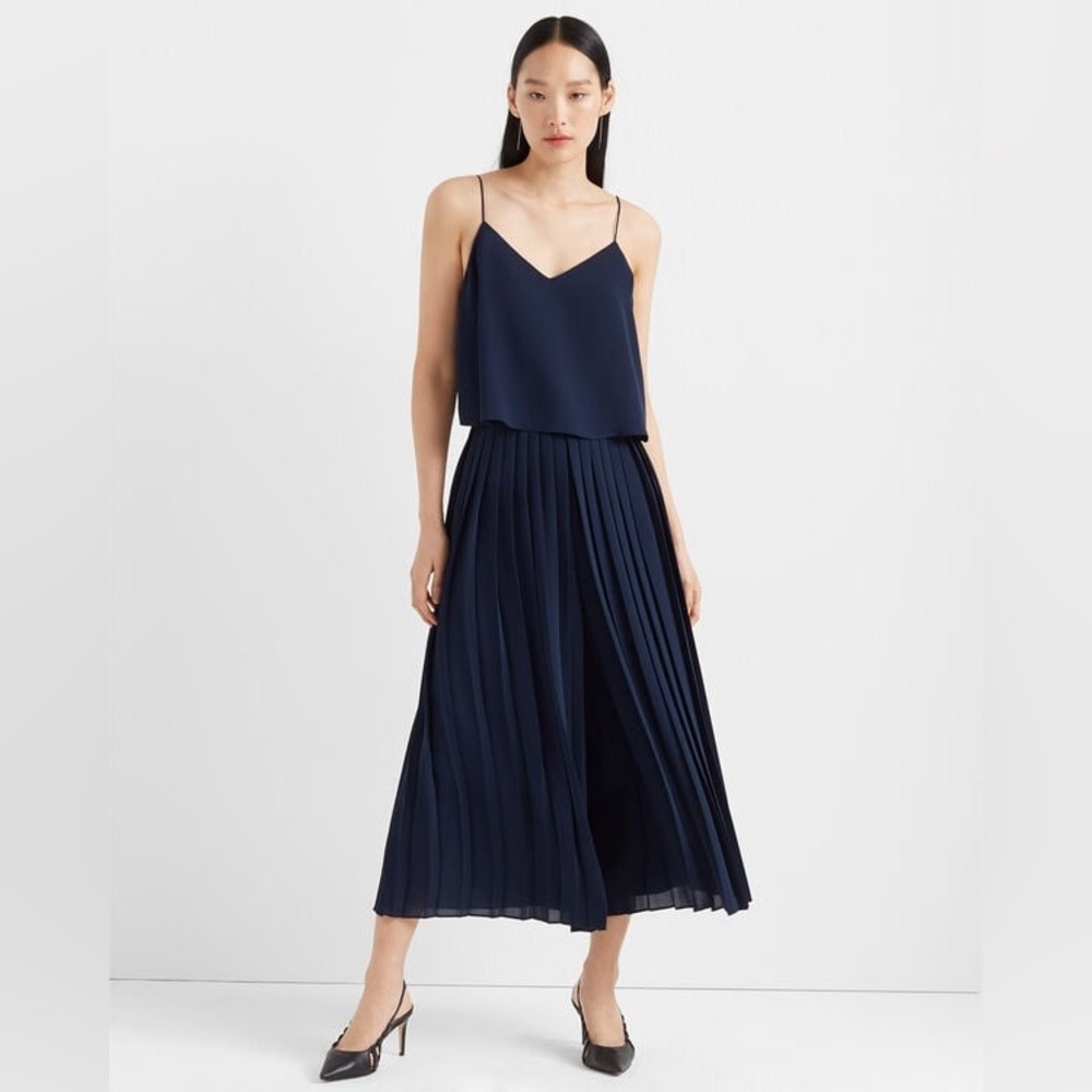 CLUB MONACO navy blue pleated wide leg jumpsuit 4